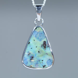 Natural Australian Queensland Boulder Opal Silver Pendant