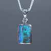 Natural Australian Queensland Boulder Opal Silver and Diamond Pendant