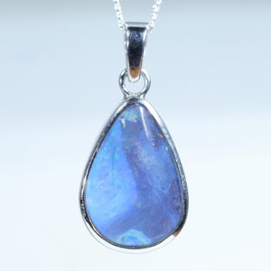Natural Australian Queensland Boulder Opal Silver Pendant