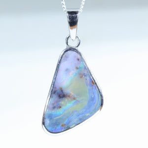 Natural Australian Boulder Opal Silver Pendant