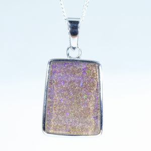 Natural Australian Queensland Boulder Opal Silver Pendant