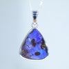 Natural Australian Solid Queensland Boulder Opal Silver Pendant