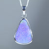 Natural Australian Solid Queensland Boulder Opal Silver Pendant
