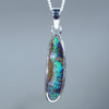Natural Australian Solid Queensland Boulder Opal Silver Pendant