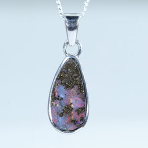 Natural Australian Queensland Boulder Opal Silver Pendant