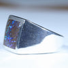 Natural Boulder Opal Matrix Mens Silver Ring - Size 14(Z+3) Code - MR46