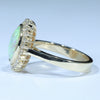 Natural Solid Australian Crystal Pipe Opal and Diamond Gold Ring - Size 6.5 US Code - T15