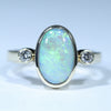 Natural Australian Lighting Ridge Opal Gold and Diamond Ring