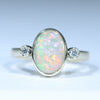 Natural Australian Solid Coober Pedy Crystal Opal Gold and Diamond Ring