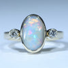 Natural Australian Boulder Opal Gold and Diamond Ring