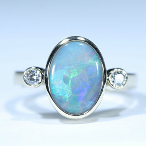 Natural Australian Boulder Opal Gold and Diamond Ring