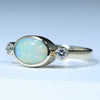 10k Gold - Solid Coober Pedy Crystal Opal - Natural Diamonds