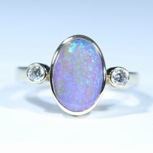 Natural Australian Boulder Opal Gold and Diamond Ring
