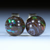 Natural Australian Opal Matrix Gold Ball Stud Earrings
