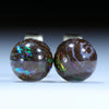 Natural Australian Solid Queensland Boulder Opal Matrix Gold Studs