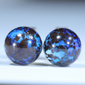 Natural Australian Opal Matrix Gold Ball Studs