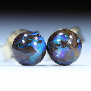 Natural Australian Matrix Opal Gold Studs
