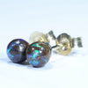 Natural Australian Opal Matrix Gold Earring Studs (7mm) Code W48