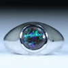 Natural Australian Boulder Opal Matrix Silver Men's Ring