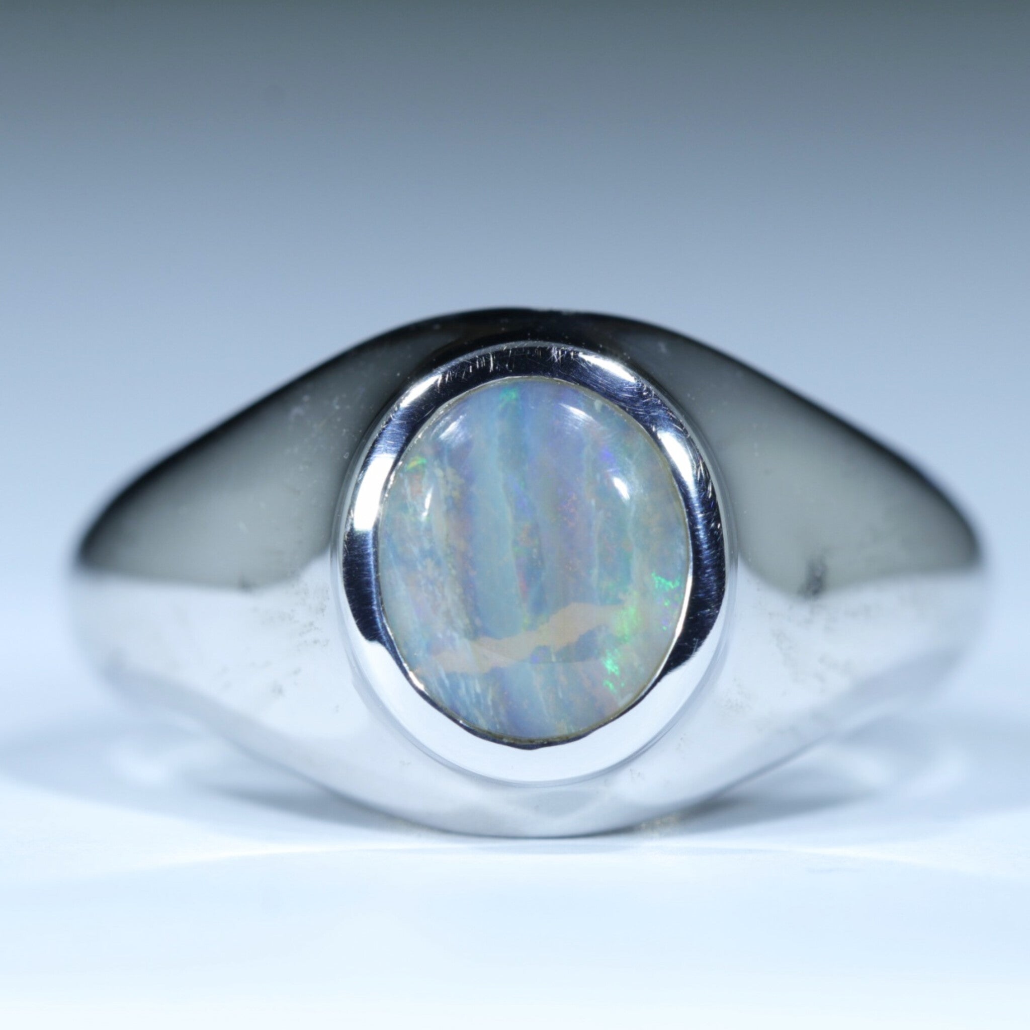 Natural Boulder Opal Mens Silver Ring - Size 9.75 Code - MR30