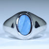 Natural Australian Boulder Opal Silver Men's Ring