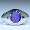 Natural Australian Boulder Opal Silver Men's Ring
