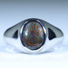 Natural Australian Boulder Opal Metrix Silver Men's Ring