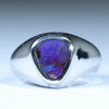 Natural Australian Boulder Opal Silver Men's Ring