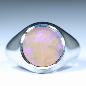 Natural Australian Boulder Opal Silver Men's Ring