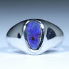 Natural Australian Boulder Opal Silver Men's Ring