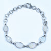 Natural Coober Pedy Solid Opal Silver Bracelet 14.5cm - 18.5cm Code  D37