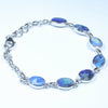 Natural Australian Solid Queensland Boulder Opal Silver Bracelet