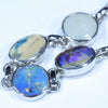 Australian Solid Opal Silver Bracelet 17cm - 21cm Code  D34