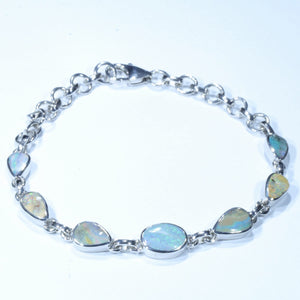 Natural Australian Queensland Boulder Opal Silver Bracelet