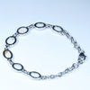 Natural Coober Pedy Solid White Opal Silver Bracelet 17cm - 21cm Code  D36