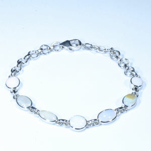 Natural Australian Coober Pedy White Opal Silver Bracelet