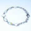 Natural Coober Pedy Solid Opal Silver Bracelet 15.5cm - 19.5cm Code  D38
