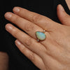 Natural Solid Australian Boulder Opal and Diamond Gold Ring - Size 7.75  US Code - T23