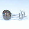 Australian Boulder Opal Matrix Silver Stud Earrings (7mm) Code V23
