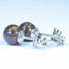 Australian Boulder Opal Matrix Silver Stud Earrings (7mm) Code V23