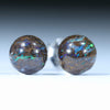 Australian Boulder Opal Matrix Silver Stud Earrings (6.5mm) Code V56