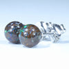 Australian Boulder Opal Matrix Silver Stud Earrings (6.5mm) Code V56