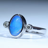 14k White Gold - Solid Queensland Boulder Opal - Natural Diamonds
