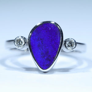 Natural Australian White Gold Opal and Diamond Ring