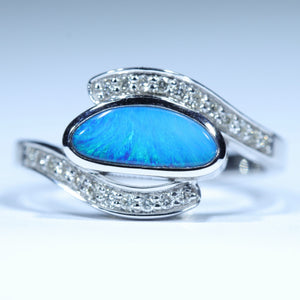 Natural Australian White Gold Opal and Diamond Ring