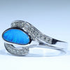 14k White Gold - Solid Queensland Boulder Opal - Natural Diamonds