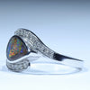 14k White Gold - Solid Queensland Boulder Opal - Natural Diamonds