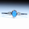 Natural Australian Boulder Opal White Gold and Diamond Ring
