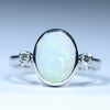 Natual Australian White Opal Silver and Diamond Ring
