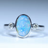 Natural Australian Queensland Boulder Opal Silver and Diamond Ring